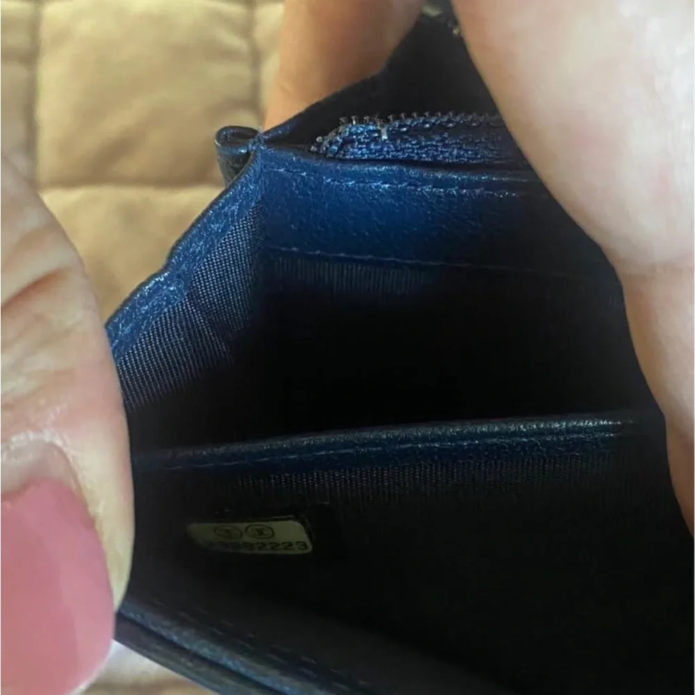 Chanel Quilted Leather Flap Wallet - Blue